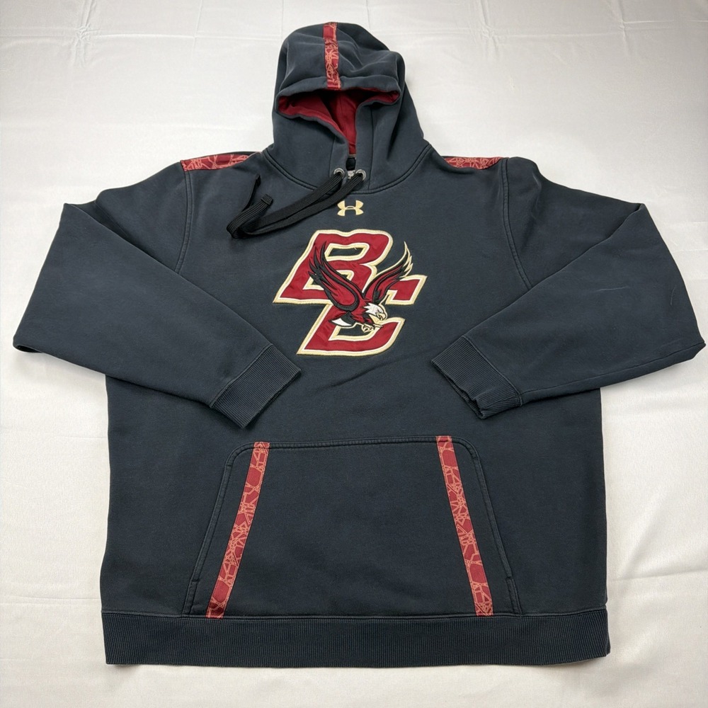 Under Armour Boston College Eagles BC Hoodie Sweatshirt Men's XL Black Red‎